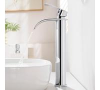 CECIPA Robinet Lavabo Haut à Poser, Mitigeur Cascada Eau Chaude Froide, Acier Inoxydable 304, Salle de Bains Moderne, Finition Chromée Polie, Tuyaux 500mm