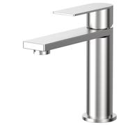 CECIPA Robinet Salle de Bain Monocommande Inox avec Bec Hauteur 12 cm | Aérateur démontable, Éco-eau/énergie, Cartouche céramique silencieuse, 2 flexibles G3/8 60 cm, Double joint anti-explosion