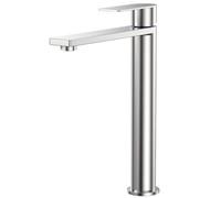 CECIPA Robinet Salle de Bain Monocommande Inox avec Bec Hauteur 24 cm | Aérateur démontable, Éco-eau/énergie, Cartouche céramique silencieuse, 2 flexibles G3/8 60 cm, Double joint anti-explosion