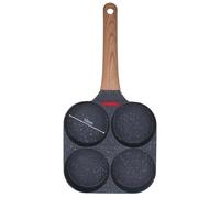 CÉCOA • Poêle 4 Cavités Antiadhésive en Fonte d’Aluminium • Tous Feux Dont Induction • Cuisson Rapide et Homogène pour Pancakes, Blinis, Œufs, Burgers • Indicateur de Chaleur • Manche Ergonomique