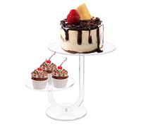 CECOLIC Présentoir à Gâteaux Transparent à 2 étages en Acrylique pour Cupcakes Présentoir à Gâteaux Dessert Pâtisserie Tour Rack pour Mariages, Anniversaires, Décoration de Fêtes (20,3cm)