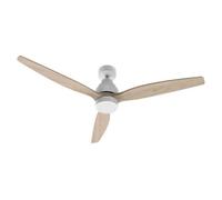 Cecotec Ventilateur de Plafond Energysilence Aero 5300 White & Wood Design, 30W, Diamètre 52”, 3 Lames, Moteur DC, Lumière LED, Télécommande, Minuterie et Mode d'Hiver-Été