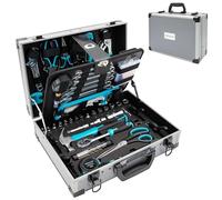 Cecotec Boîte à Outils 380 Pièces ToolBox 8000 Pro. Mallette en Aluminium Premium, Douilles CR-V, Embouts S2 Résistants, Clés à Cliquet et Clés Plates, Idéal Menuiserie, Plomberie, Électricité