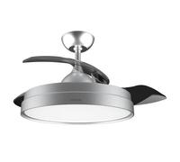 Cecotec EnergySilence Aero 4280 Invisible Steel Ventilateur de plafond avec pales rétractables, lampe, minuterie, 3 tons de lumière et fonction été-hiver 40 W Diamètre 106 cm Gris acier