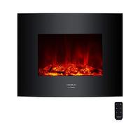 Cecotec Foyer électrique décoratif Ready Warm 2250 Curved Flames. 2000 W, Taille 22", WiFi, 2 Niveaux de Puissance, Télécommande, Panneau incurvé, Minuterie, 20 m2 (26", Noir | Télécommande)