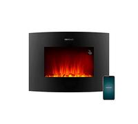 Cecotec Foyer électrique décoratif Ready Warm 2250 Curved Flames. 2000 W, Taille 22", WiFi, 2 Niveaux de Puissance, Télécommande, Panneau incurvé, Minuterie, 20 m2 (22", Noir | Contrôle Wi-FI)