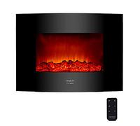 Cecotec Foyer électrique décoratif Ready Warm 2250 Curved Flames. 2000 W, Taille 22", WiFi, 2 Niveaux de Puissance, Télécommande, Panneau incurvé, Minuterie, 20 m2 (22", Noir | Télécommande)