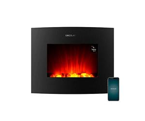 Cecotec Foyer électrique décoratif Ready Warm 2250 Curved Flames. 2000 W, Taille 22", WiFi, 2 Niveaux de Puissance, Télécommande, Panneau incurvé, Minuterie, 20 m2 (26", Noir | Contrôle Wi-FI)