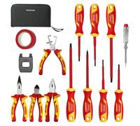 Cecotec Jeu de Tournevis HardGyro 15 SafeVolt Magnetic. Isolés 1000 V, Certifié VDE et GS, Acier CR-V, 3 Pinces Incluses, Dénude-câbles, Magnétiseur, Détecteur de Phase, Étui Inclus