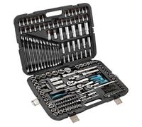 Cecotec Mallette Porte-outils 216 Pièces ToolBox KRK 6200. 3 Cliquets à 72 Dents, Douilles CR-V, Embouts S2, 12 Clés Plates