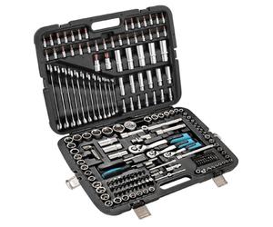 Cecotec Mallette Porte-outils 216 Pièces ToolBox KRK 6200. 3 Cliquets à 72 Dents, Douilles CR-V, Embouts S2, 12 Clés Plates