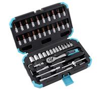 Cecotec Mallette Porte-outils 46 Pièces ToolBox KRK 2200. Cliquet Professionnel à 72 Dents, Douilles CR-V Haute Résistance, Embouts en Acier S2, Douilles pour Roues, Mallette Résistante
