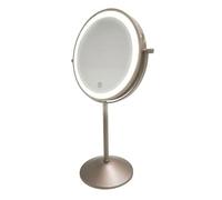 Cecotec Miroir de Maquillage Rond Double Face Normal et Grossissement 10x FaceCare Mirror Dual. Rechargeable, 3 Intensités de Lumière, Corps en INOX, Position Réglable, Bouton Tactile, Charge Type C