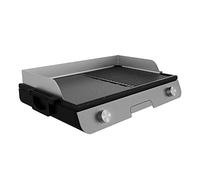 Cecotec PerfectRoast 3000 Barbecue électrique en inox 3 000 W, surface de cuisson mixte, revêtement anti-adhésif Rockstone, thermostat réglable, bac ramasse-graisses 03182