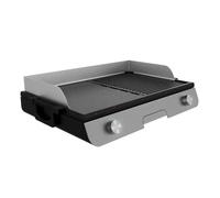 Cecotec PerfectRoast 3000 Barbecue électrique en inox 3 000 W, surface de cuisson mixte, revêtement anti-adhésif Rockstone, thermostat réglable, bac ramasse-graisses 03182
