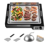Cecotec Plancha Électrique Teppanyaki Steel, 100-250 °C, Plaque Amovible | 360 × 225 mm, Jusqu’à 250 °C, Plaque Acier Inox 5mm, Commande Électronique + Télécommande, Écran Couleur, Accessoires Inclus