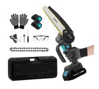 Scie à branches 6 pouces. Moteur sans balais. Batterie 21 V. Lubrificateur à bouton-poussoir. Valise, chaîne supplémentaire et kit d'accessoires inclus.
