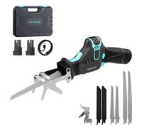 Cecotec Scie Sabre LongFlex 1200 Home&Garden, 550W, Inclut 2 Batteries de 12V, Coupes jusqu'à 65mm avec Course de 20mm