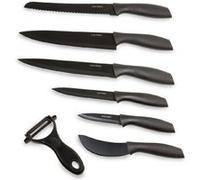 Cecotec Lot de 7 Couteaux Professionnels Couteaux Titanium, Acier Inoxidable, Revêtement en Céramique, Lame de 2 Mm d'Épaisseur, Étui Inclus