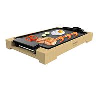 Cecotec Tasty&Grill 2000 Plancha électrique en bambou Puissance 2 000 W, structure en bambou, thermostat réglable, plaque plate, revêtement en fonte d’aluminium, passe au lave-vaisselle