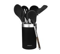 Cecotec Set d'ustensiles de cuisine Polka Excellence Force – 9 pièces silicone noir, Soft Touch
