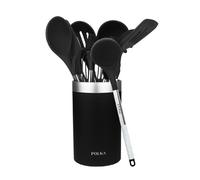 Cecotec Set d'ustensiles de cuisine Polka Excellence Force – 9 pièces silicone noir, Soft Touch