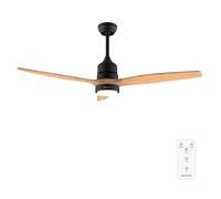 Cecotec Ventilateur de Plafond avec Lumière et Télécommande de 52" EnergySilence Aero 5230 Black&LightWood. Moteur DC 40W, 3 Pales, LED, Hauteur Réglable, Minuterie, 6 Vitesses, Mode Hiver/Été