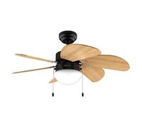 Cecotec - Ventilateur de Plafond avec Lumière EnergySilence Aero 360 Black&Wood - 50 W, Diamètre 91 cm, 3 Vitesses, 6 Pales, Ampoule Non Incluse, Mode Été/Hiver, Design Élégant