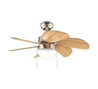 Cecotec - Ventilateur de Plafond avec Lumière EnergySilence Aero 360 Gold&Wood - 50 W, Diamètre 91 cm, 3 Vitesses, 6 Pales