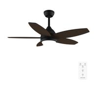Cecotec - Ventilateur de Plafond avec Lumière EnergySilence Aero 4200 Black&DarkWood - 53 W, Diamètre 106 cm, Lampe LED 3 Teintes, Minuterie, 3 Vitesses, 5 Pales, Mode Été/Hiver