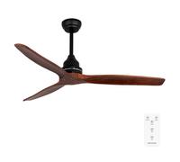Cecotec Ventilateur de plafond EnergySilence Aero 580. 70 W, Télécommande et minuterie, faible puissance, 3 lames de diamètre 52"/132cm, moteur en cuivre, 3 vitesses, couleur noyer