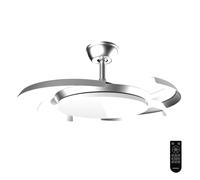 Cecotec Ventilateur Plafond avec Lumière et Pales Rétractables EnergySilence Aero 4500 Puzzle Invisible Silver. 30W, Moteur DC, Diamètre 42", Lumière LED, Télécommande, Minuterie, Fonction Été/Hiver