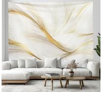 CEDNXOER 3D Effet Rayures Dorées Tapisserie Art Mural Tapisserie Murales, Élégant Ondulé Murale En Tissu Pour Chambre Salon Serviette De Plage Tenture Murale 180×230cm
