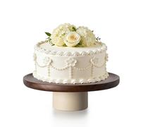 CEEFU Présentoir à gâteau rustique en bois d'acacia de 27,9 cm - Support de service en argile naturelle pour gâteau de mariage, cupcakes et desserts lors d'une fête, d'un anniversaire, belle