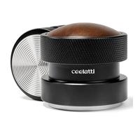 ceelatti Tamper à café en palme de 54 mm, tampon à expresso à ressort pour porte-filtre de 54 mm, tampon auto-nivelant pour Breville Sage Barista Express Pro, poignée en noyer, base ondulée en acier