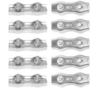 CEEYSEE Lot de 10 clips de câble métallique robustes M5 304 en acier inoxydable double boucle écrous câbles duplex boulons serre-câbles pour fixer des supports de séchage et des cordes de gréement
