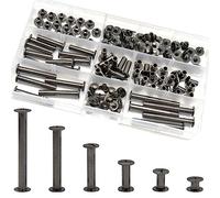 CEEYSEE Lot de 140 vis pour reliure M5 x 5/10/15/25/35/45 mm Vis Chicago Vis à tête plate Rivets Vis Reliure Kit pour décoration en cuir, album et bricolage (YZBYC-QS)