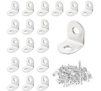 CEEYSEE Lot de 20 équerres en acier inoxydable - 20 x 20 mm - Support en forme de L - Connecteur coudé à 90° - Avec 40 vis - Pour projets de bricolage, meubles, table, bibliothèque, montage d'angle