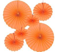 CEEYSEE Lot de 6 éventails ronds en papier à suspendre pour décoration de fête, thé, anniversaire, mariage, bébé, remise de diplôme (orange/SCNS)