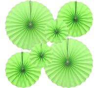 CEEYSEE Lot de 6 éventails ronds en papier à suspendre pour fête, thé, anniversaire, mariage, mariage, remise de diplôme (vert/SLUS)