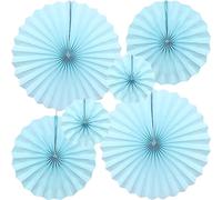 CEEYSEE Lot de 6 éventails ronds en papier à suspendre pour fête, thé, anniversaire, mariage, mariage, remise de diplôme (bleu/SLANS)