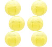 CEEYSEE Lot de 6 lanternes en papier chinois japonais rondes de 30,5 cm jaunes à suspendre pour la décoration de Halloween, mariage, anniversaire, fête (DLHU/Jaune)