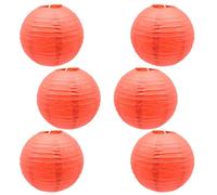 CEEYSEE Lot de 6 lanternes en papier chinoises japonaises rondes à suspendre pour Halloween, mariage, anniversaire, décorations de fête (rouge/DHOS) 30,5 cm