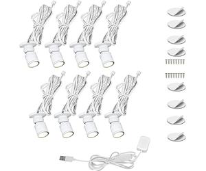 Cefrank 8 Mini Spots LED pour Vitrine, USB Dimmable, Blanc Froid 6000K | Orientable 360°, faisceau 90°, variateur à mémoire, sous meuble, étagère, bijouterie, maquette, musée, boutique