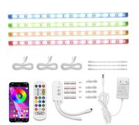 Cefrank Bandes LED RGB Connectables pour Meubles | 4x30cm Éclairage Intelligent avec Synchronisation Musicale & Application | 16M Couleurs Kit d'Éclairage Sous Placard