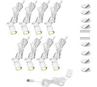 Cefrank Mini Spot LED, 8 x 1W Mini Spots Vitrine Eclairage avec Variateur, Veilleuses avec tête lumineuse pivotante - Blanc Chaud, 3000K