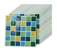 CEIEVER Lot de 20 carreaux de mosaïque 3D autocollants pour cuisine et salle de bain - 15 x 15 cm - Carreaux muraux imperméables pour camping-car - Style classique européen - Résine (D-MSK-25)