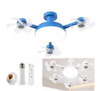 Ceiling Fan with Light, Fan Light 4 Head Design for Kitchen (Blue-A)