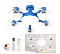 Ceiling Fan with Light, Fan Light 4 Head Design for Kitchen (Blue-C)