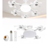 Ceiling Fan with Light, Fan Light 4 Head Design for Kitchen (White-B)